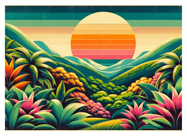 Staklena slika - Šareni zalazak sunca (70x50 cm)