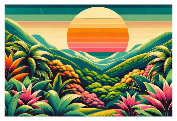 Slika - Šareni zalazak sunca (90x60 cm)