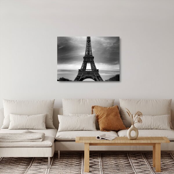 Staklena slika - Ružičasti auto u Parizu (70x50 cm)