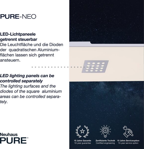Stropne Svjetiljka PURE, Neo, prigušiv, Bijela, Dnevna soba, Metal, Moderan