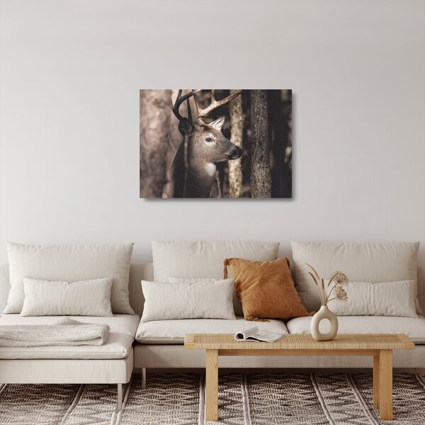 Staklena slika - Jeleni u šumi (70x50 cm)