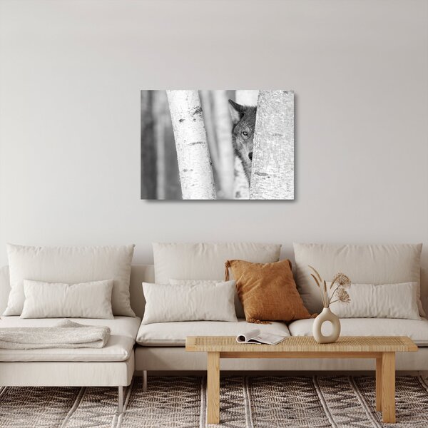 Staklena slika - Vuk u šumi (70x50 cm)