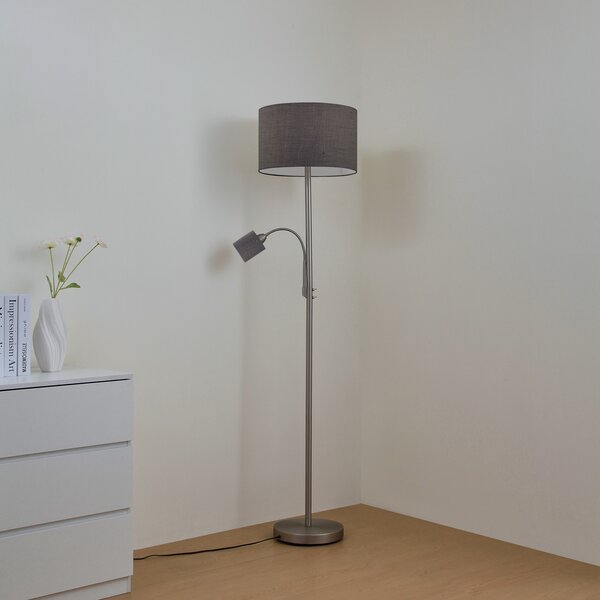 Podne Lampa Lindby, Jaileen, Sivo, Dnevna soba, Tkanina / tekstil, Moderan
