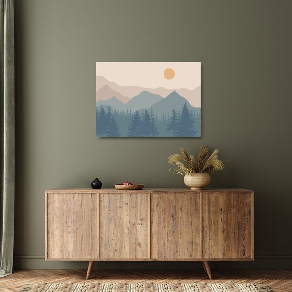Staklena slika - Tirkizne planine N⁰1 (70x50 cm)