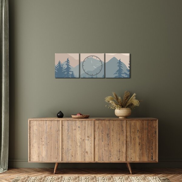 Slika - Tirkizne planine N⁰2 (sa satom) (90x30 cm)