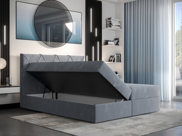 Bračni krevet Boxspring 180 cm Athena (bež) (s madracem i prostorom za odlaganje)