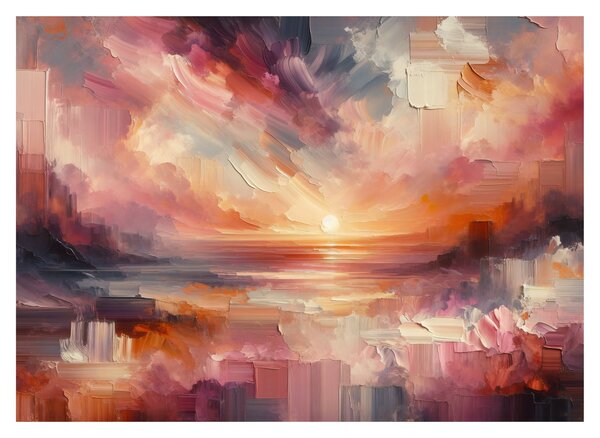 Staklena slika - OStaklena slikani rumenocrveni oblaci (70x50 cm)