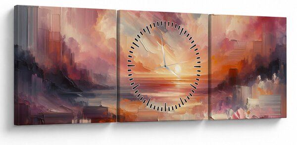 Slika - Oslikani rumenocrveni oblaci (sa satom) (90x30 cm)