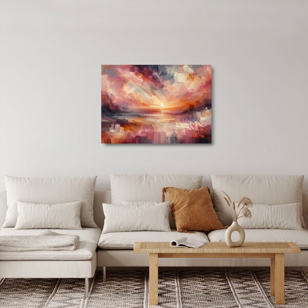 Staklena slika - OStaklena slikani rumenocrveni oblaci (70x50 cm)