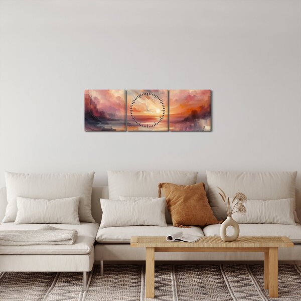 Slika - Oslikani rumenocrveni oblaci (sa satom) (90x30 cm)