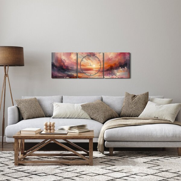 Slika - Oslikani rumenocrveni oblaci (sa satom) (90x30 cm)