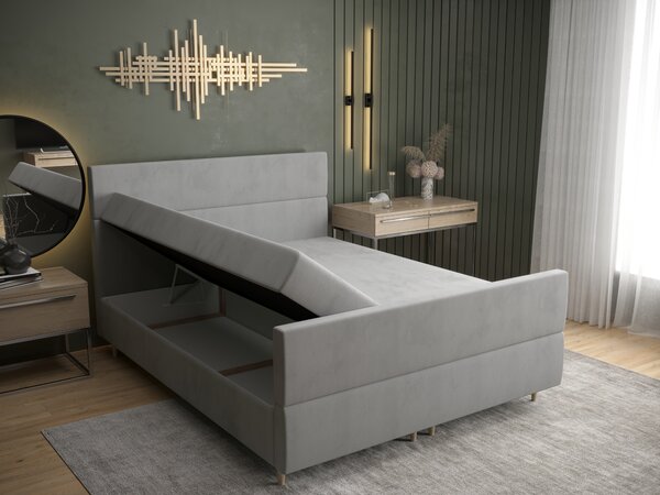 Bračni krevet Boxspring 160 cm Flu plus (siva) (s madracem i prostorom za odlaganje)