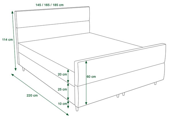 Bračni krevet Boxspring 160 cm Flu plus (siva) (s madracem i prostorom za odlaganje)
