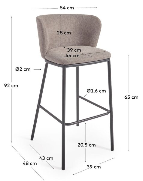 Svjetlo smeđa barska stolica (visine sjedala 65 cm) Ciselia – Kave Home