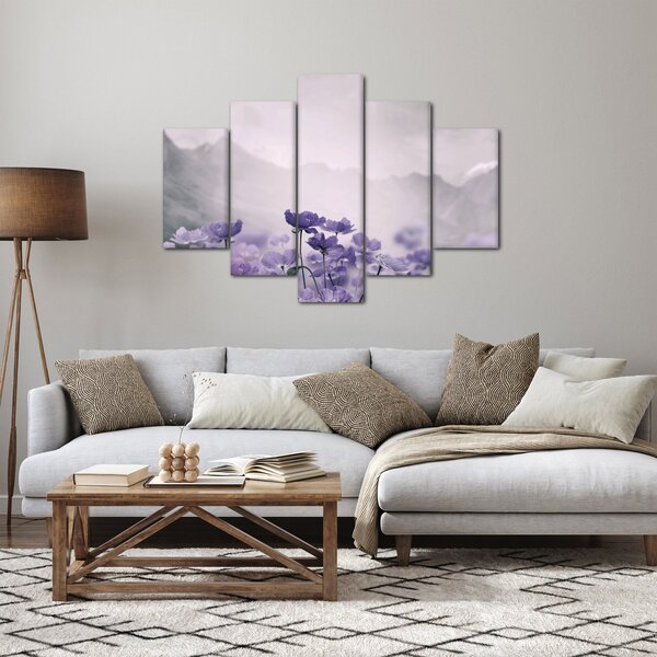 Slika - Ljubičasto cvijeće u planinama (150x105 cm)
