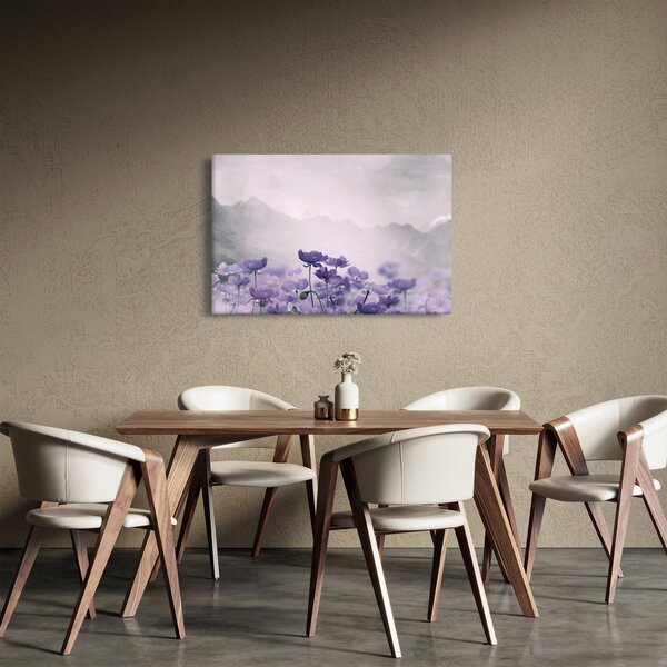 Slika - Ljubičasto cvijeće u planinama (90x60 cm)