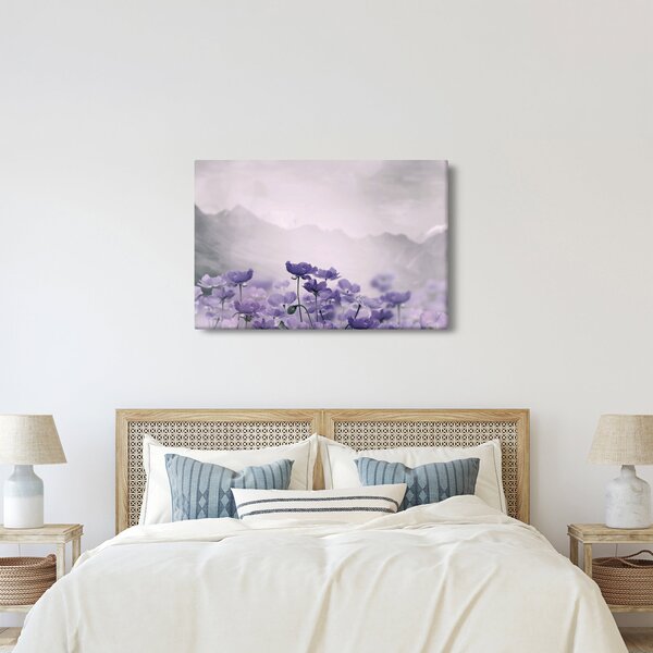 Slika - Ljubičasto cvijeće u planinama (90x60 cm)