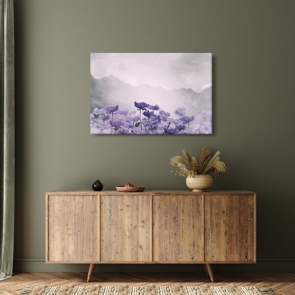Slika - Ljubičasto cvijeće u planinama (90x60 cm)