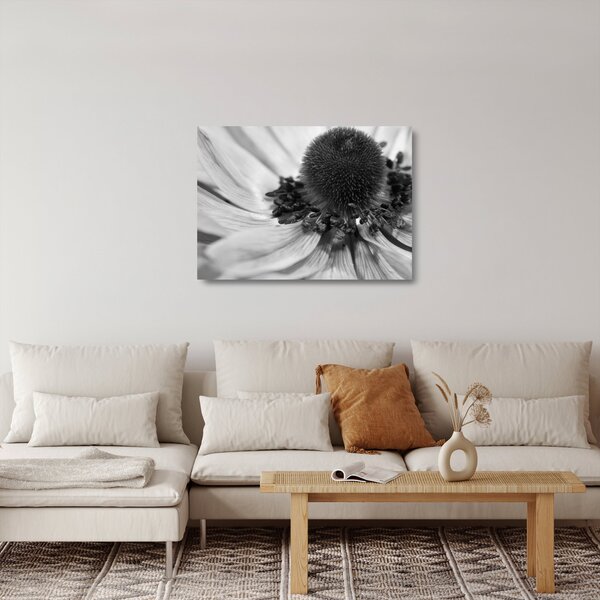 Staklena slika - Cvijet u crno-bijeloj boji (70x50 cm)