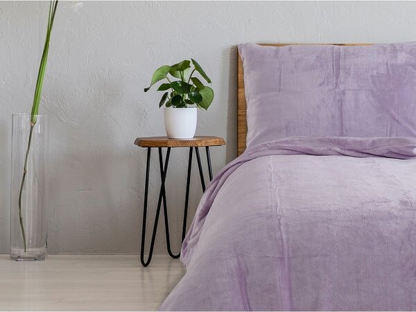 Ljubičasta posteljina za krevet za jednu osobu/za produženi krevet od mikropliša 140x220 cm Uni – B.E.S