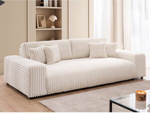 Krem sklopiva/s prostorom za odlaganje sofa od samta 260 cm Justin – Ropez