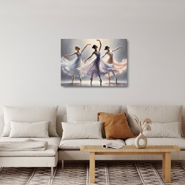 Staklena slika - Tri balerine (70x50 cm)