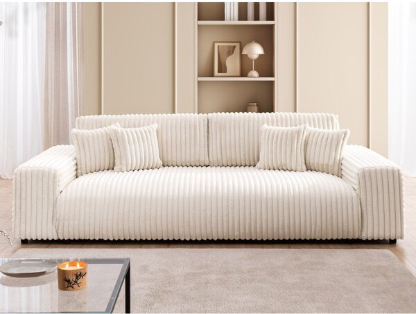 Krem sklopiva/s prostorom za odlaganje sofa od samta 260 cm Justin – Ropez