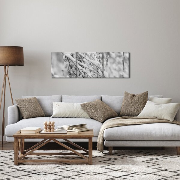 Slika - Snježene grane (sa satom) (90x30 cm)