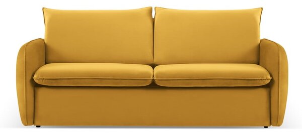 Senf žuta baršunasti sklopiva sofa 214 cm Vienna – Cosmopolitan Design