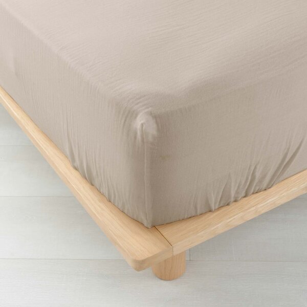 Bež plahta s gumom od muslina 160x200 cm Angelia – douceur d'intérieur