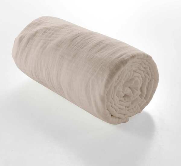 Bež plahta s gumom od muslina 160x200 cm Angelia – douceur d'intérieur