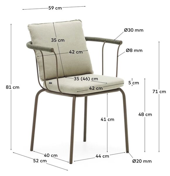 Zeleno-bež metalna vrtna stolica Salguer - Kave Home