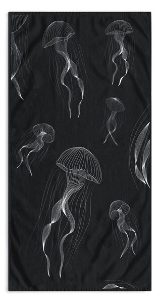 Crno-bijeli ručnik za plažu 90x180 cm Jellyfish - DecoKing