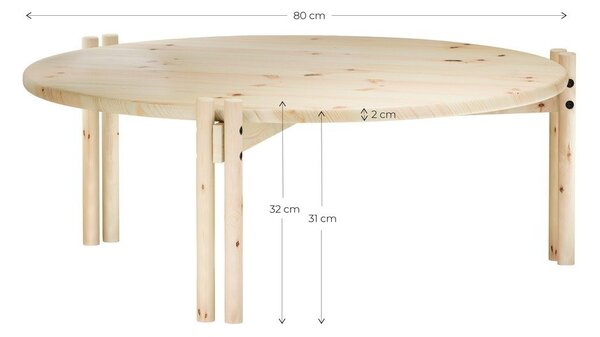 Crveni okrugao stolić za kavu od masivnog bora ø 80 cm Sticks – Karup Design