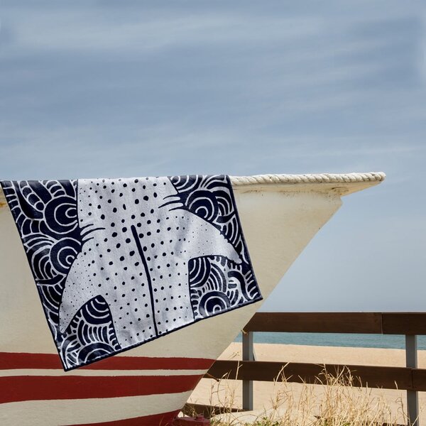 Tamnoplavi ručnik za plažu 90x180 cm Shark - DecoKing