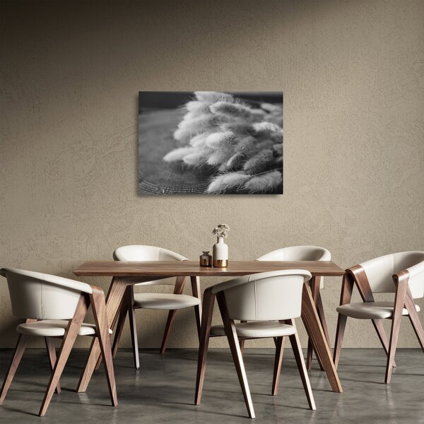 Staklena slika - zečji rep trava na stolu (70x50 cm)