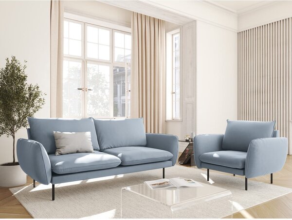 Svijetloplava baršunasta sofa 160 cm Vienna - Cosmopolitan Design