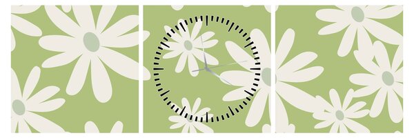 Slika - Hipiji, zeleno cvijeće N⁰1 (sa satom) (90x30 cm)