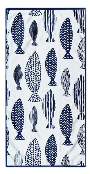 Tamnoplavi ručnik za plažu 90x180 cm Fish - DecoKing