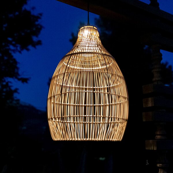 Lumisky LED solarna viseća lampa HOLIDAY, Ø 29 cm, bež/crna plastika, Bež, Plastika