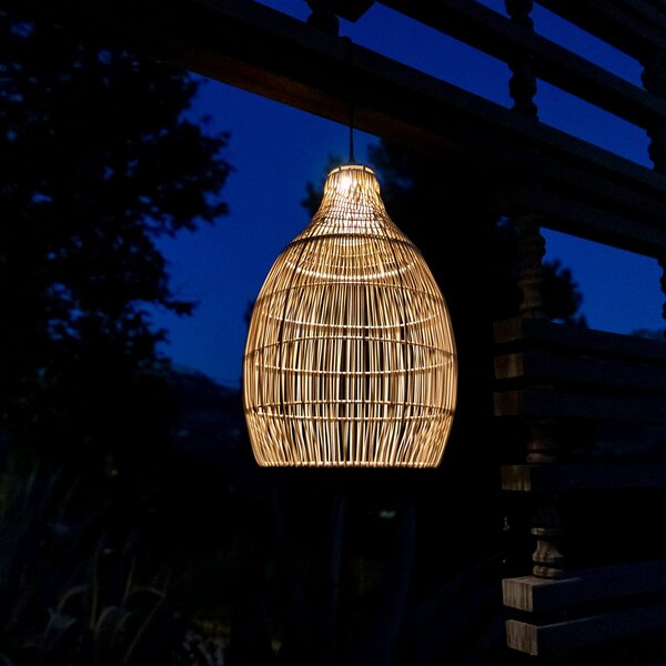 Lumisky LED solarna viseća lampa HOLIDAY, Ø 29 cm, bež/crna plastika, Bež, Plastika