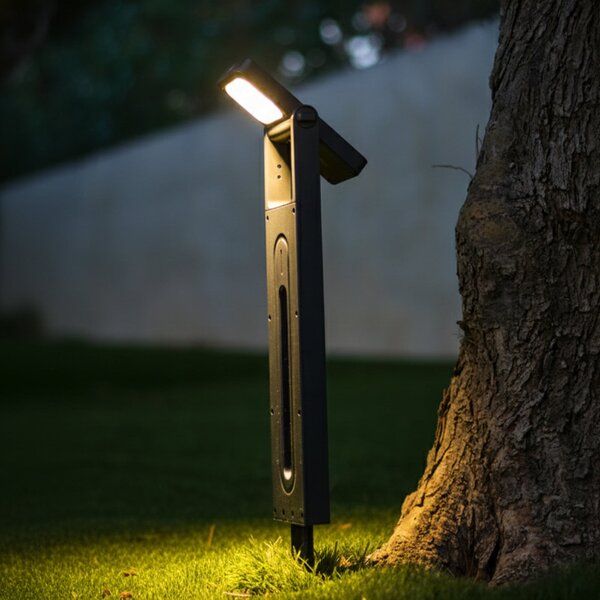 Lumisky Britanska crna LED solarna stativa s klinom za tlo, set od 2 komada, visina 49, Crno, Plastika, Vanjski reflektor/šiljak za tlo