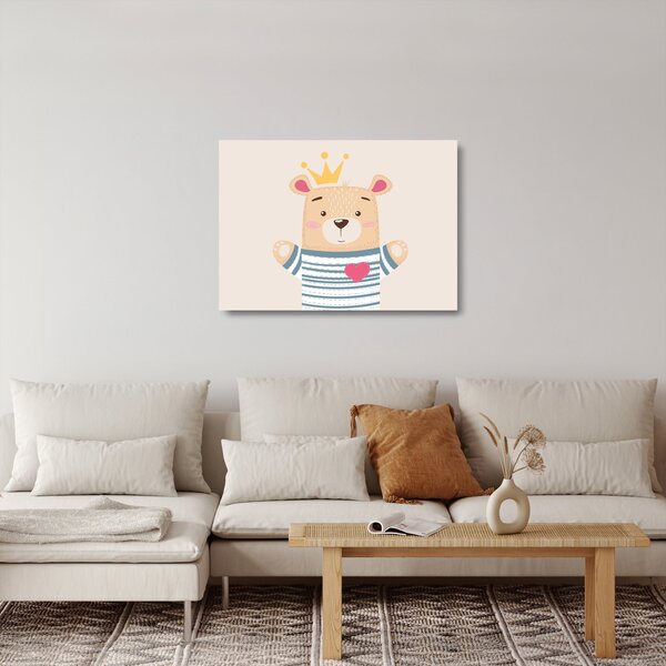 Staklena slika - Medo s krunom (70x50 cm)