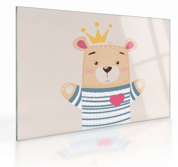 Staklena slika - Medo s krunom (70x50 cm)