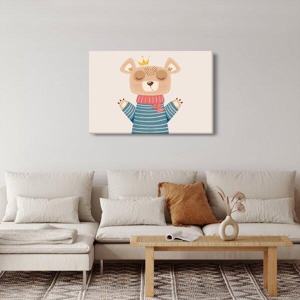 Slika - Bež medo s krunom (90x60 cm)