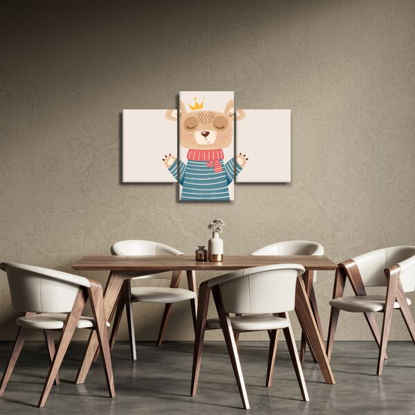 Slika - Bež medo s krunom (90x60 cm)