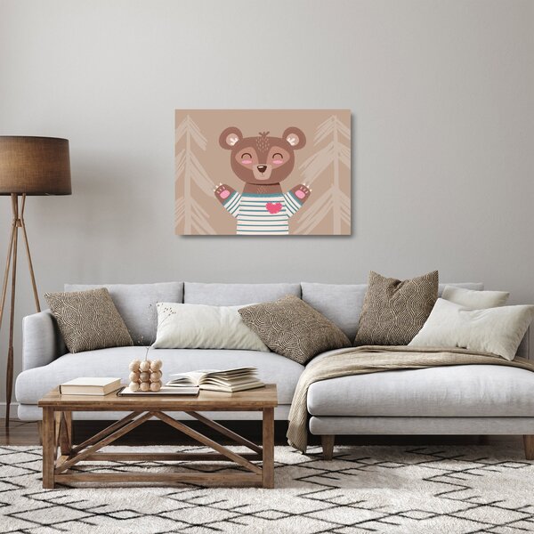 Staklena slika - Medo u prugastoj majici (70x50 cm)