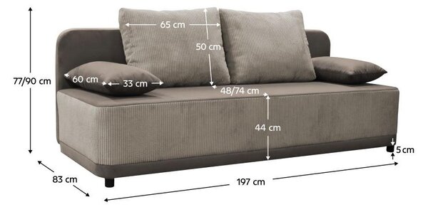 Zondo.hr Sofa na razvlačenje Sonta (sivo-bež) (s prostorom za odlaganje). 1096912