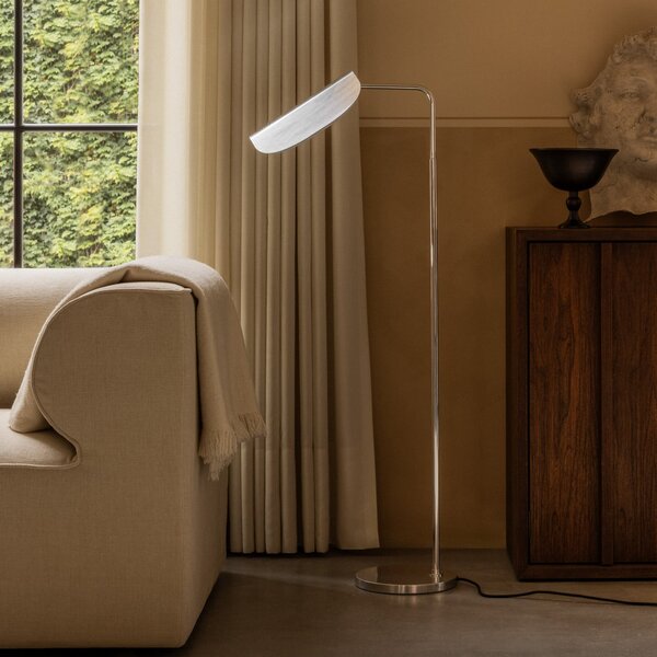 Audo Copenhagen Podna lampa Wing, aluminij, visina 113 cm, podesiva, prigušiva, Metalik, Dnevni boravak/blagovaonica, Aluminij