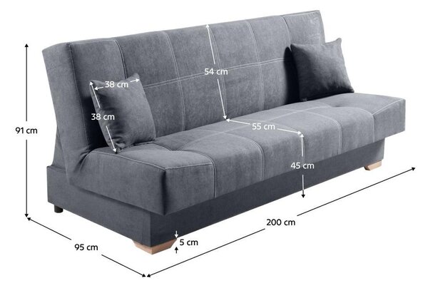 Zondo.hr Sofa na razvlačenje Gona (siva) (s prostorom za odlaganje). 1096924